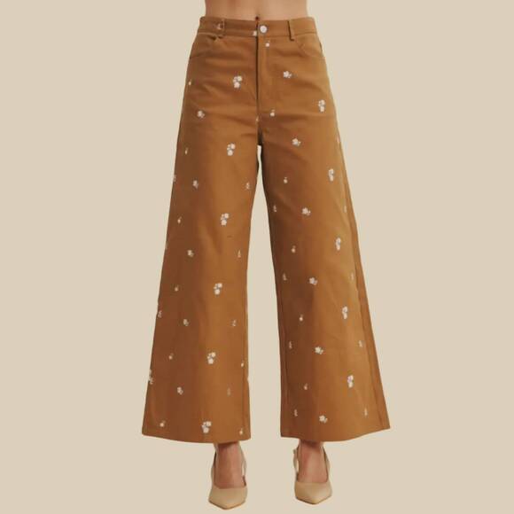 IN FEBRUARY Pants - NEW IN FEBRUARY nelli floral pants in camel